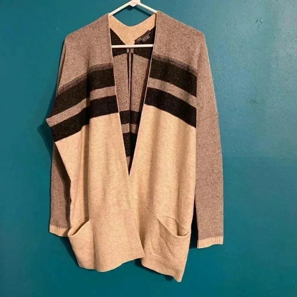 Vince Cashmere & Wool Striped Open Cardigan - Picture 2 of 6